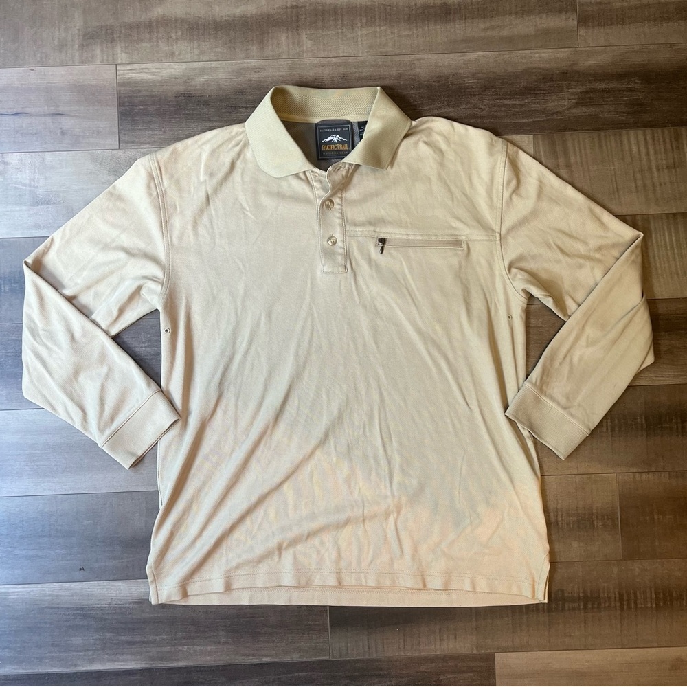 Pacific Trail Outdoor Wear Men’s L Long Sleeve Pit Vent Polo Shirt Button Zip